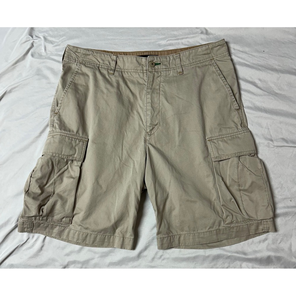 Tommy Hilfiger Mens Cargo Shorts Khaki Tan Cotton Twill Pockets Size 34